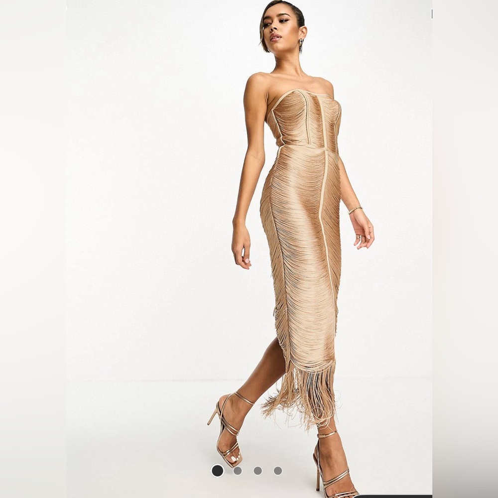ASOS Design strapless fringe dress